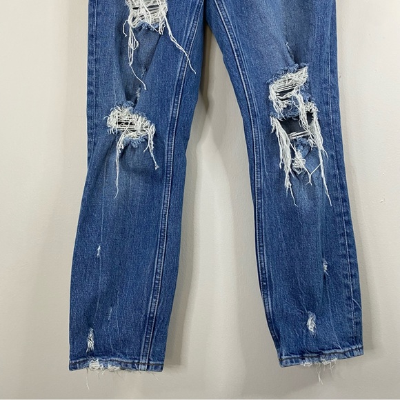 Abercrombie & Fitch Curve Love High Rise Distressed Mom Jeans size 0 - Picture 5 of 11